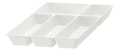 Cubiertero Porta Cubiertos 5 Compartimientos Bandeja Color Blanco