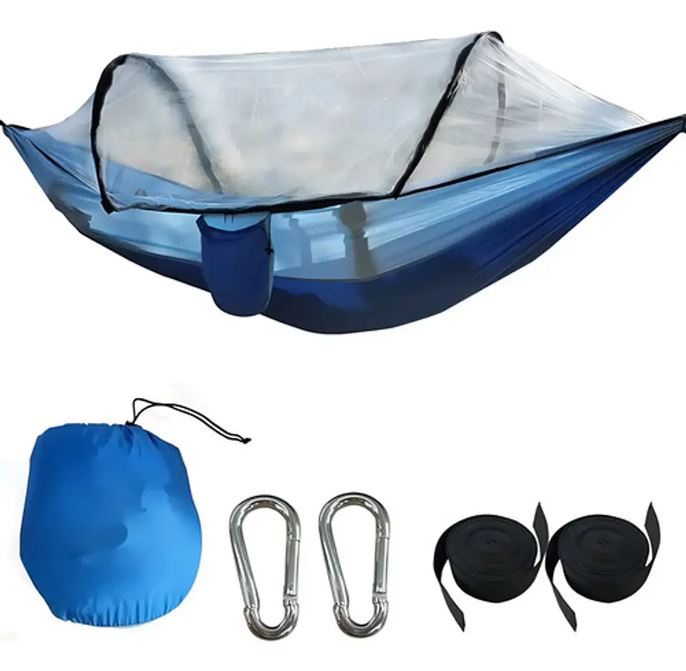 Hamaca 3 En 1 Tamaño Doble Con Funda Mosquitera Y Parasol Color Gris Hamaca Conmosquitero 1