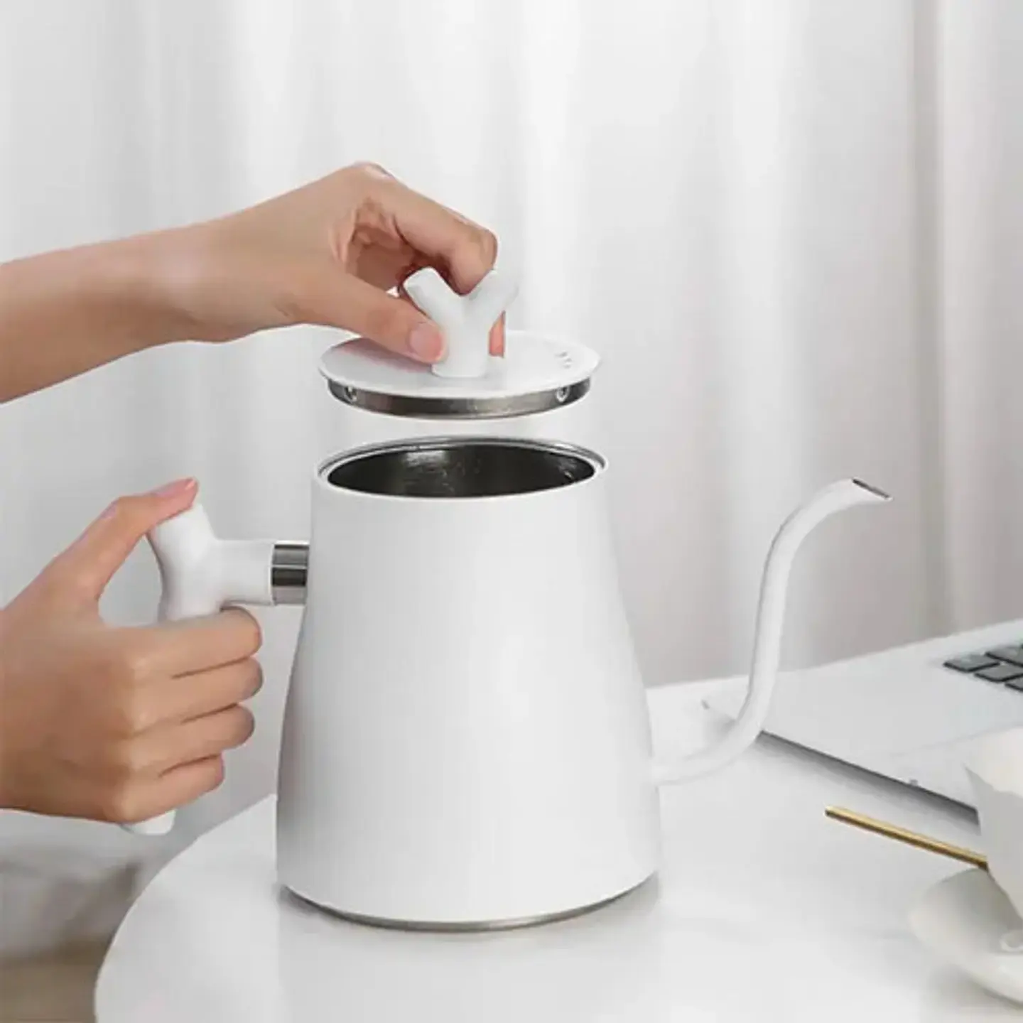 Tetera Hervidora Acero Tea Y Kettle 1.5l Tapa Incluida Blanco 2