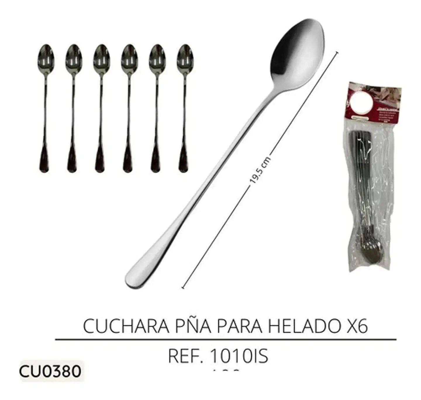 Cuchara Larga Postre Helados Aromaticas Cocteles Cafe Bar X6 2