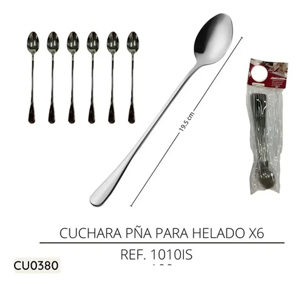 Cuchara Larga Postre Helados Aromaticas Cocteles Cafe Bar X6 2