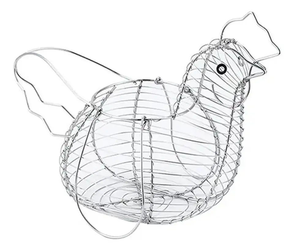 Canasta Gallina Para Huevos Y Frutas Cromada 5