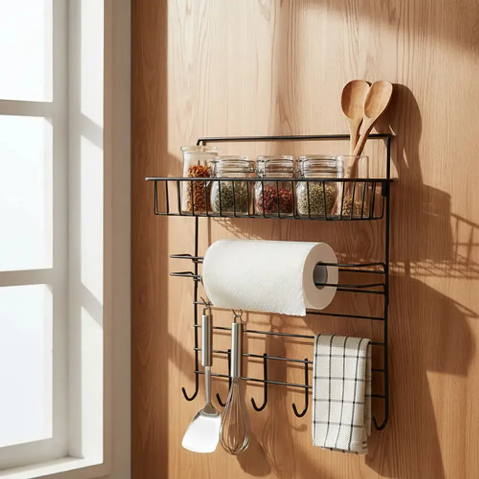 Organizador Condimentos Utencilios Portapapel Cocina Estante 1