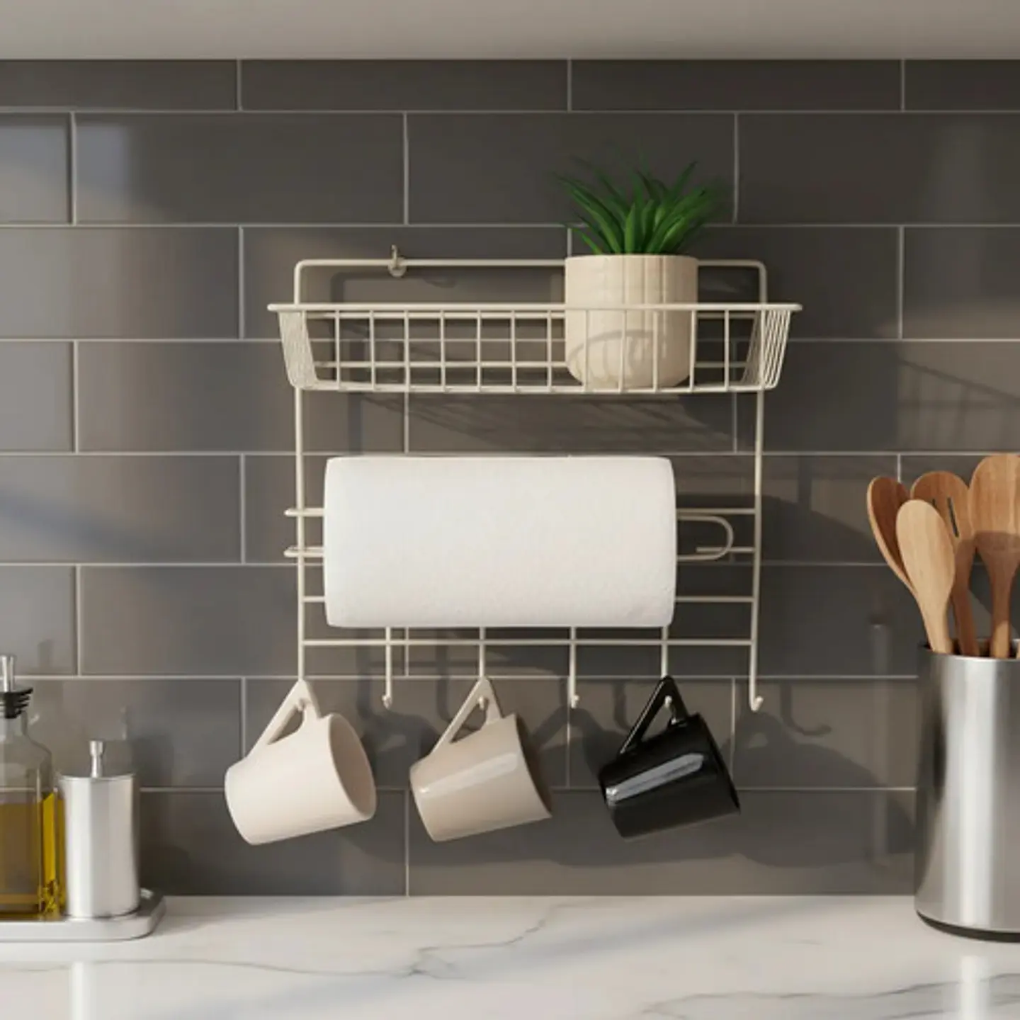 Organizador Condimentos Utencilios Portapapel Cocina Estante 2