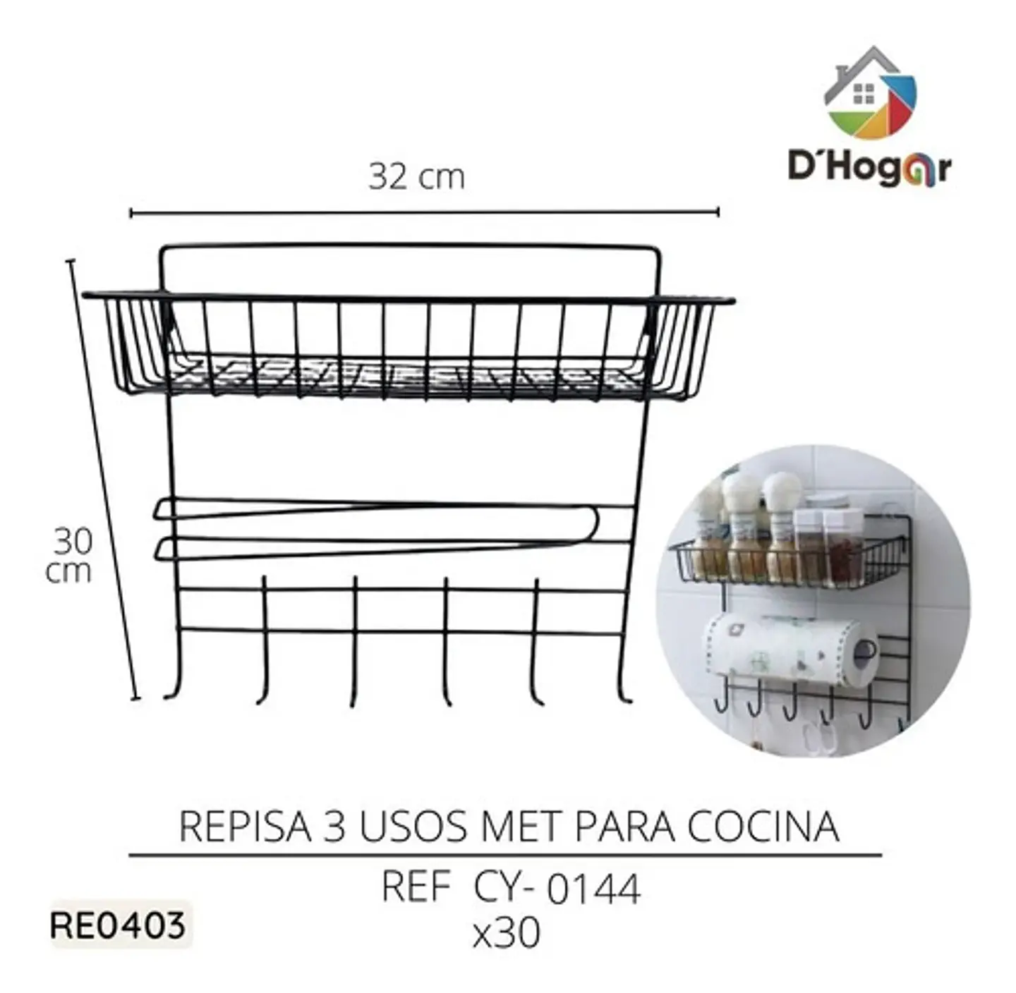Organizador Condimentos Utencilios Portapapel Cocina Estante 4