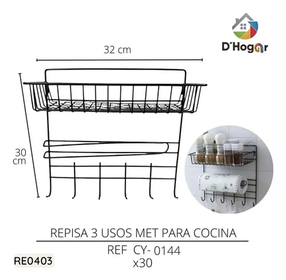 Organizador Condimentos Utencilios Portapapel Cocina Estante 4