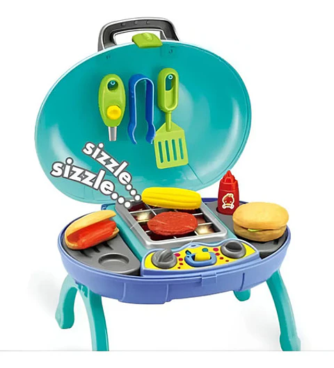 Set Juguete Parrilla Barbacoa Shotiou 12 Piezas Plástico Infantil Luz Sonido