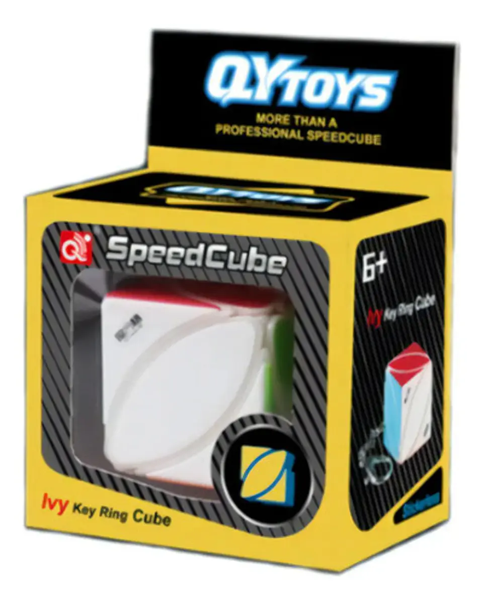 Llavero Cubo Mágico Stickerless Qytoys De Plástico Blanco Con Gancho Blanco 3.5 Cm Ivy Key Ring 2