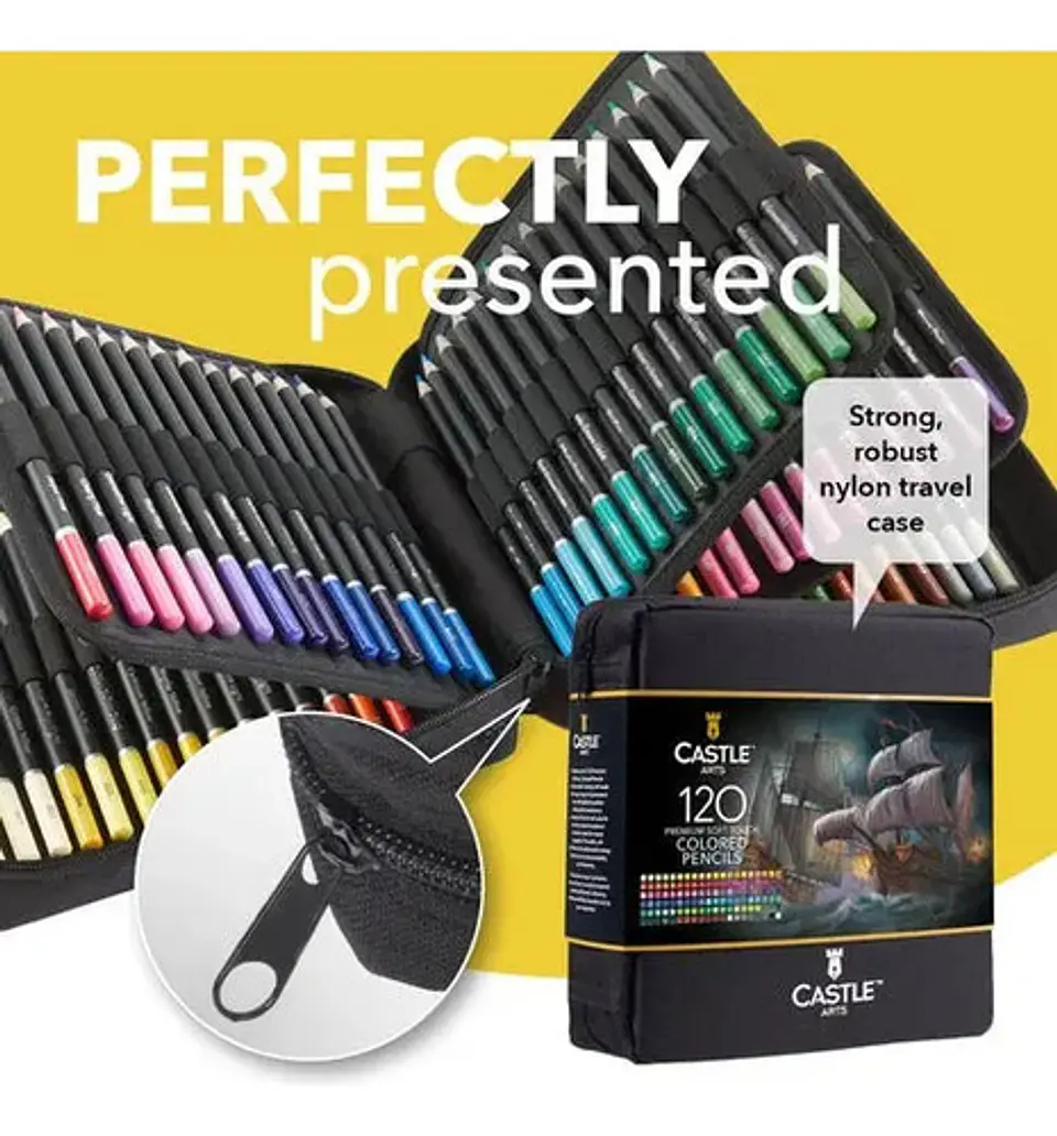 Castle Art Suministra 120 Lapices De Colores Con Cremallera 3