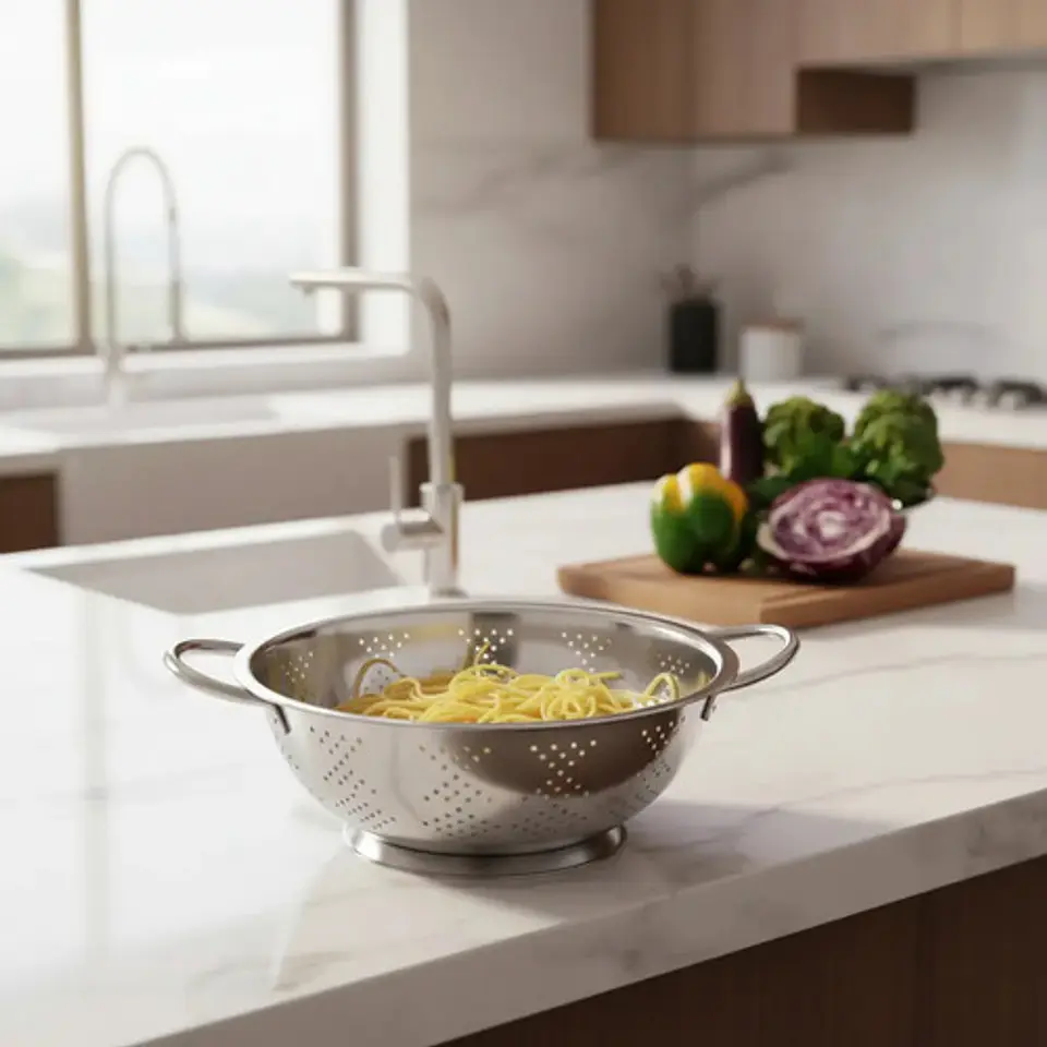 Colador Escurridor De Fritos Verdura Pasta Acero Inox 30 Cm 2