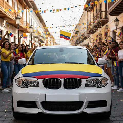 Bandera Colombia Capo Carro Celebración Tricolor Barra