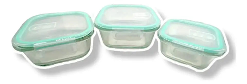 Kit X3 Refractarias Cuadradas Vidrio Porta Comida 1700ml 2