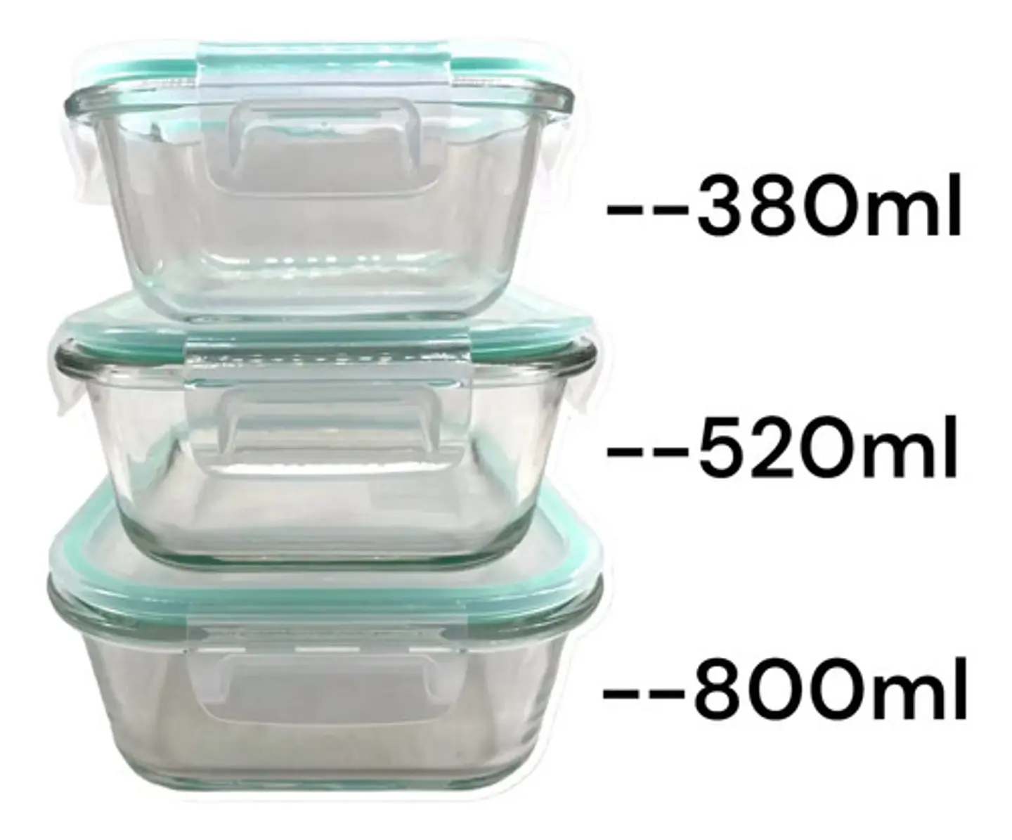 Kit X3 Refractarias Cuadradas Vidrio Porta Comida 1700ml 3