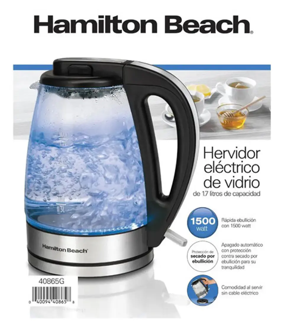 Tetera De Vidrio 1.7l Hamilton Beach - 40865 Color Transpare 4