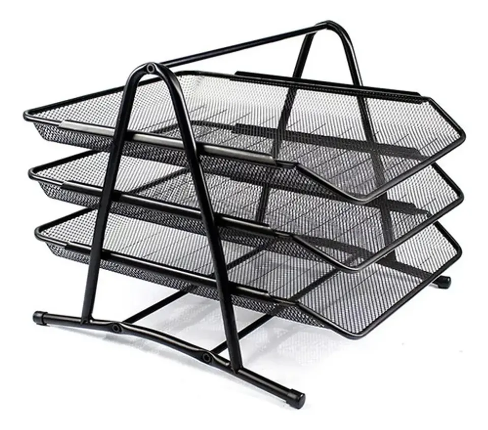 Bandeja Organizadora Metálica Malla X 3 Puestos En Negro 1