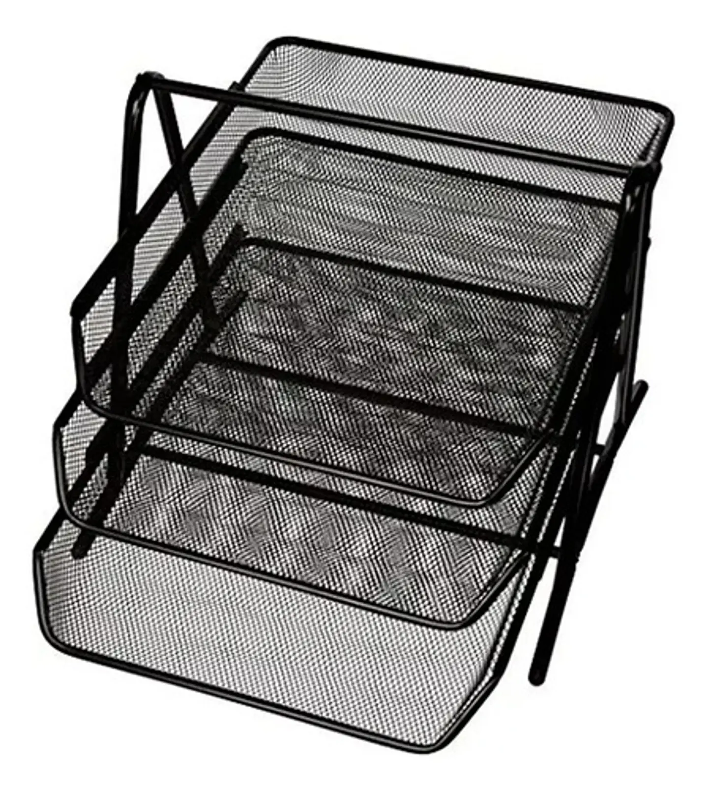 Bandeja Organizadora Metálica Malla X 3 Puestos En Negro 2