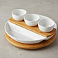 Bandeja Giratoria De Cerámica Y Bambú Con Tazones Para Dips De Tabletops Gallery Blanco - Miniatura 1