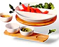 Bandeja Giratoria De Cerámica Y Bambú Con Tazones Para Dips De Tabletops Gallery Blanco - Miniatura 2