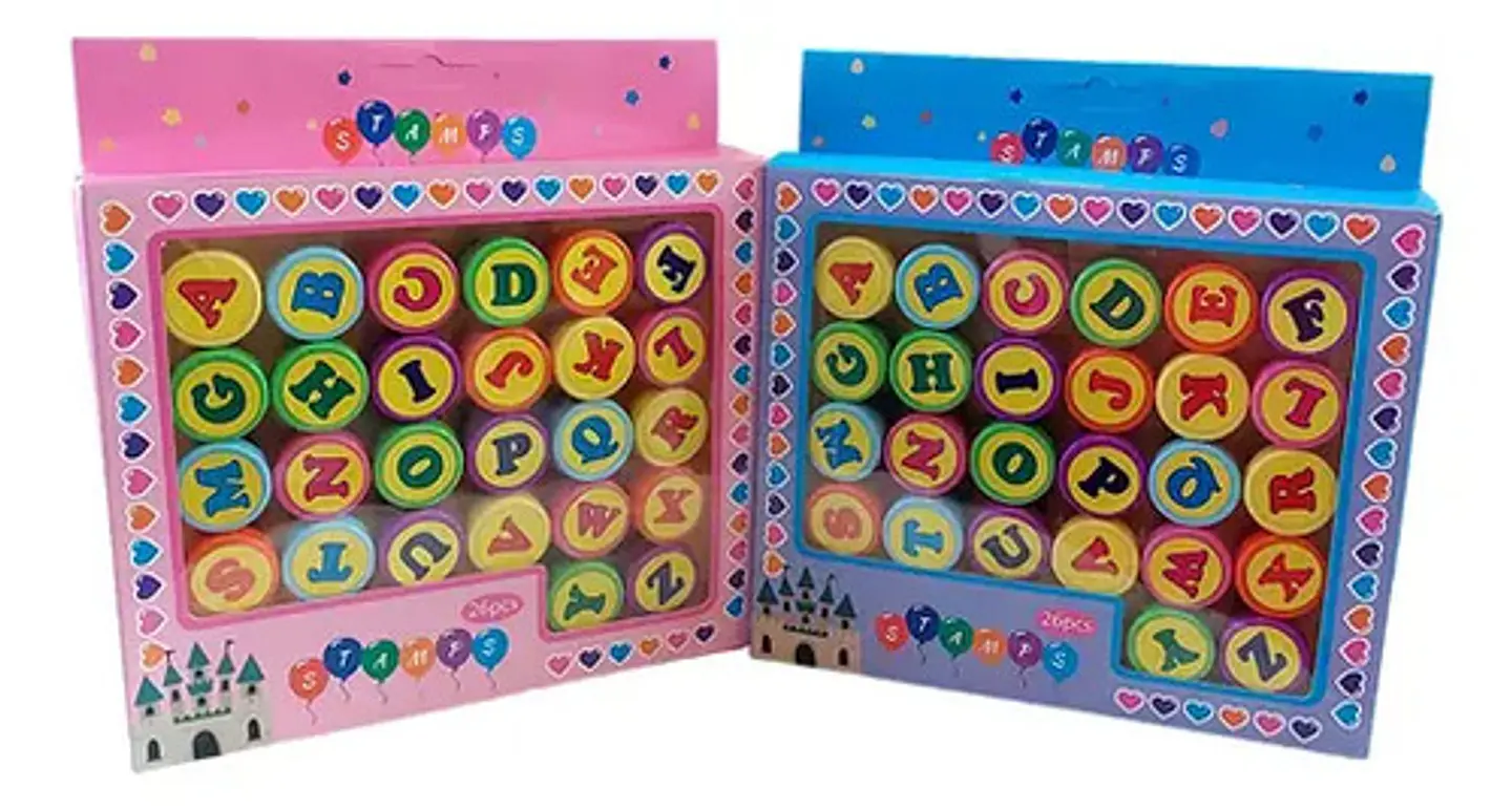 Set Sellos Infantiles 26 Letras Abecedario Colores 3