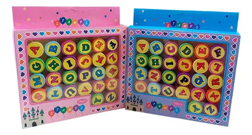 Set Sellos Infantiles 26 Letras Abecedario Colores 3
