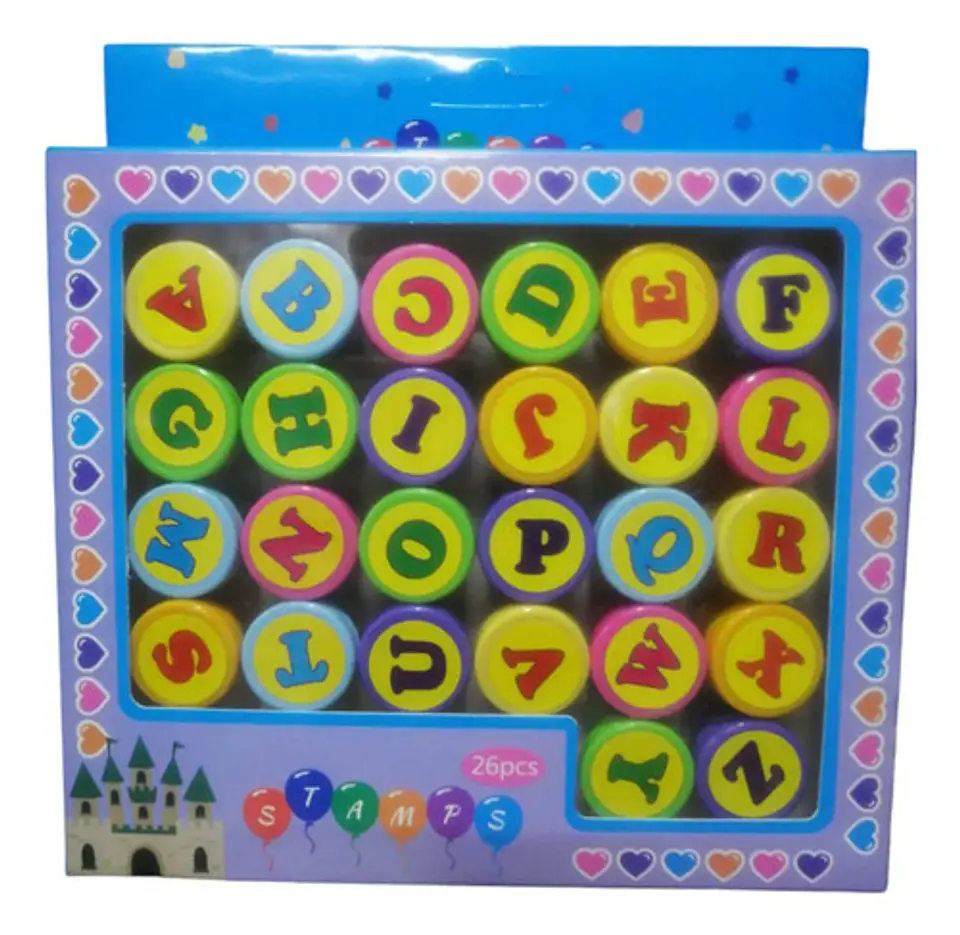 Set Sellos Infantiles 26 Letras Abecedario Colores 4