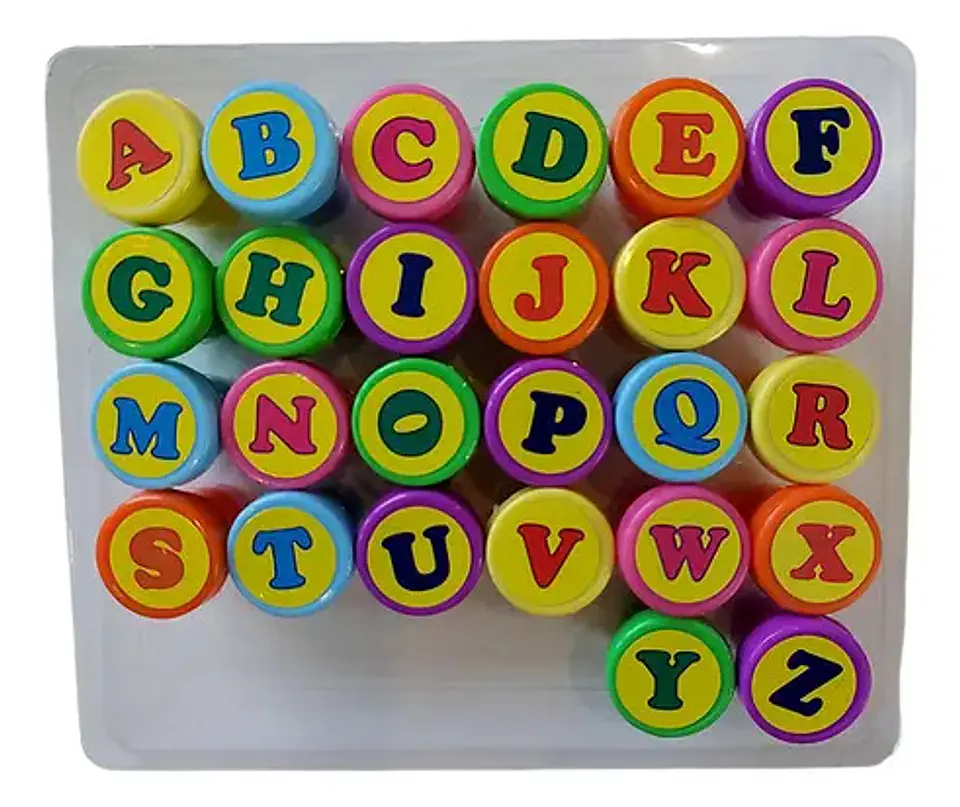 Set Sellos Infantiles 26 Letras Abecedario Colores 6
