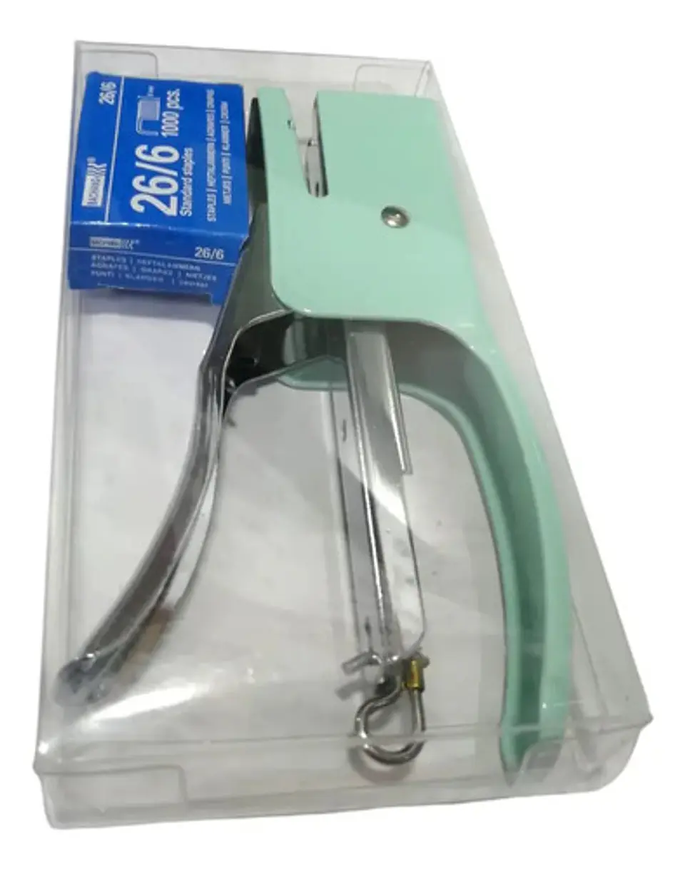 Grapadora Cosedora Metálica De Pinza Estandar + Ganchos Kit 3