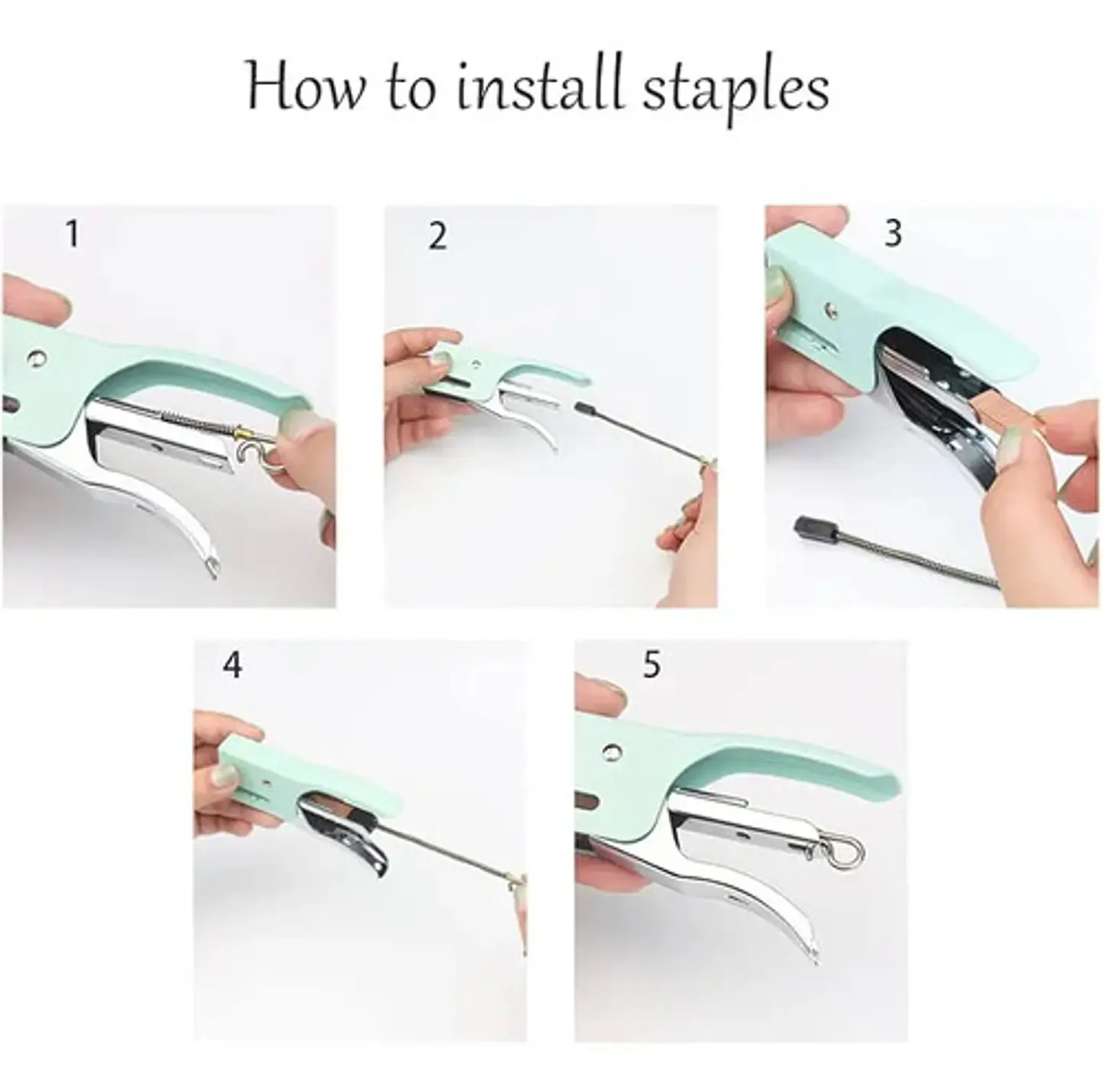 Grapadora Cosedora Metálica De Pinza Estandar + Ganchos Kit 5