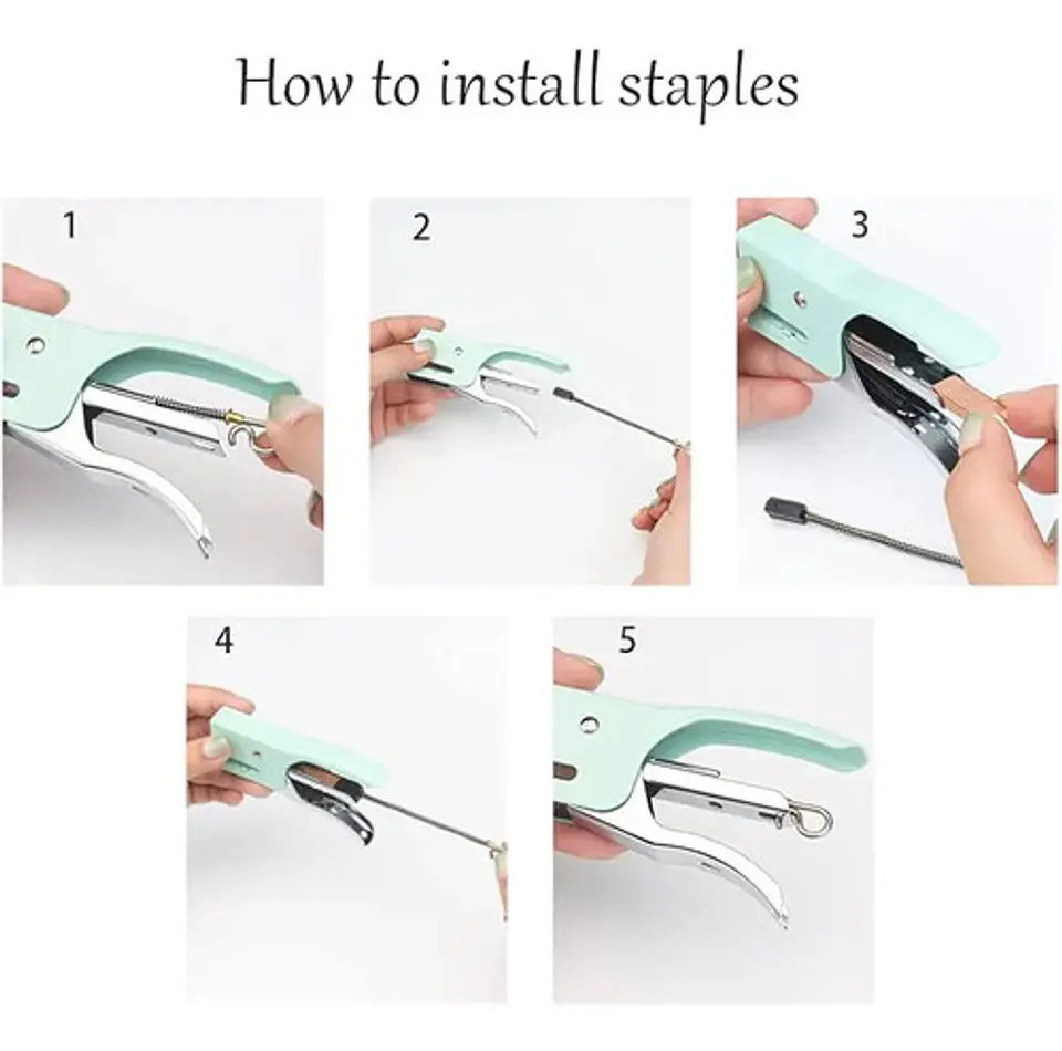 Grapadora Cosedora Metálica De Pinza Estandar + Ganchos Kit 5