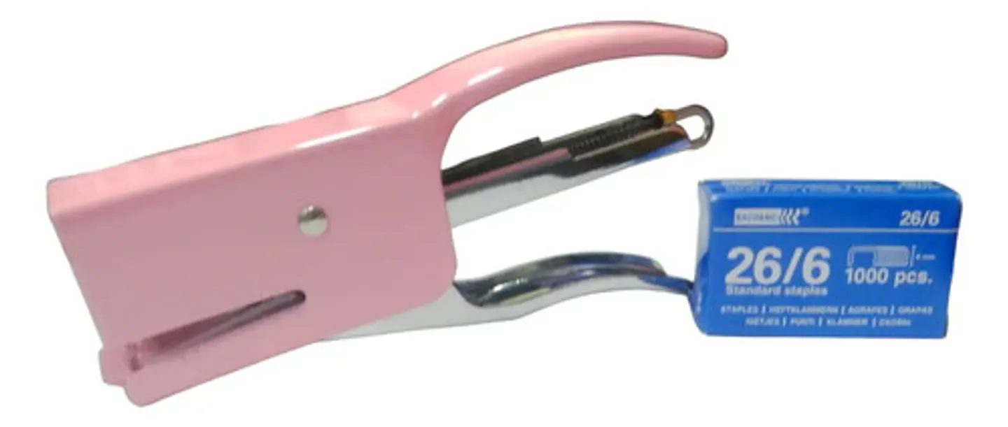 Grapadora Cosedora Metálica De Pinza Estandar + Ganchos Kit 10