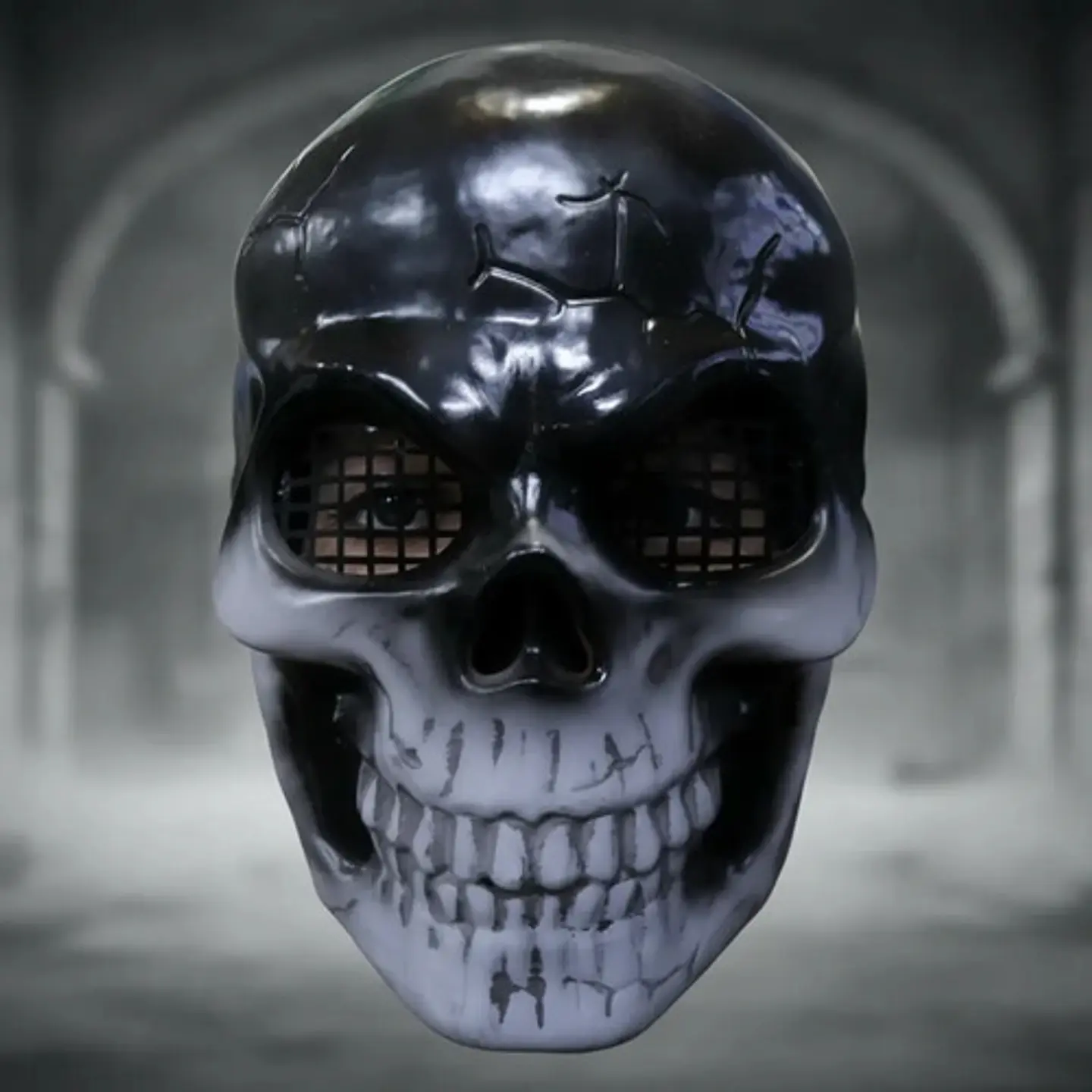Máscara De Calavera Para Adultos, Medio Rostro En Negro 5