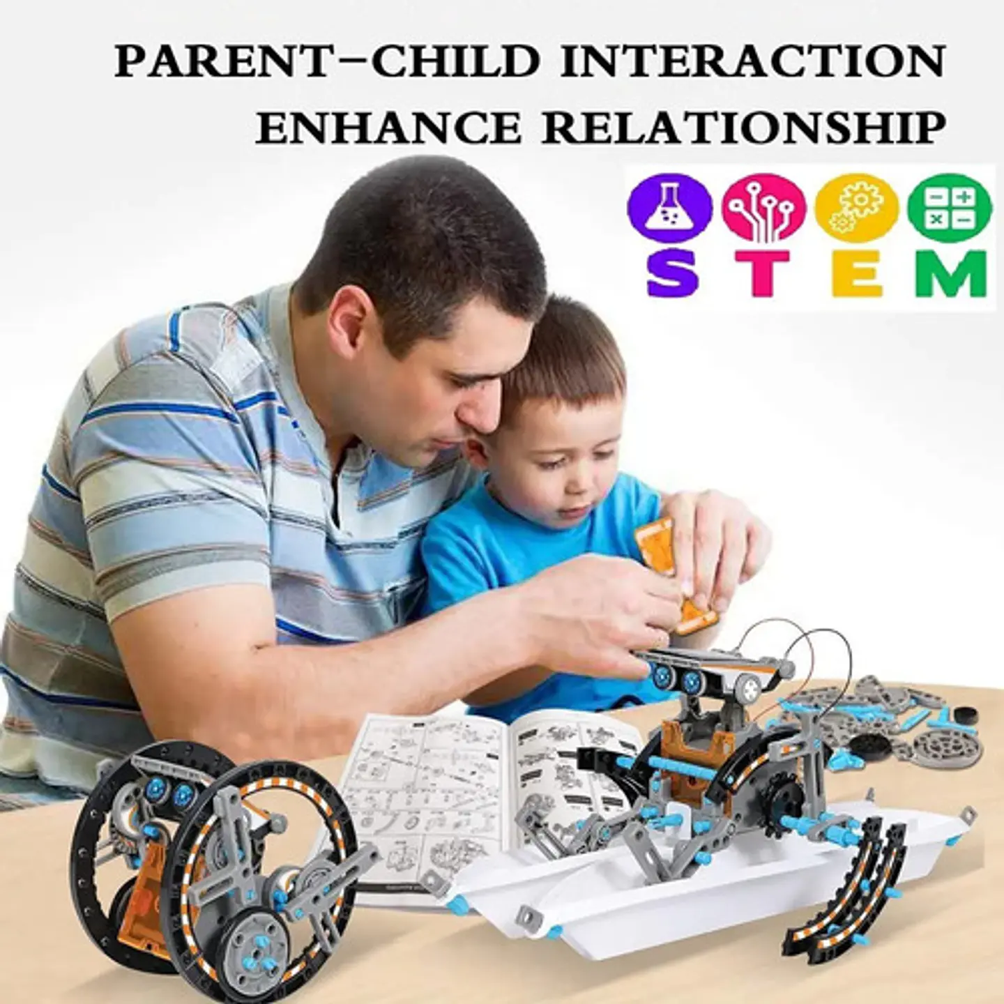 Robot Juguete Educativo Kit Solar 12 En 1 Robotica Stem Arma Color Blanco Personaje Robot Blanco 12 En 1 3