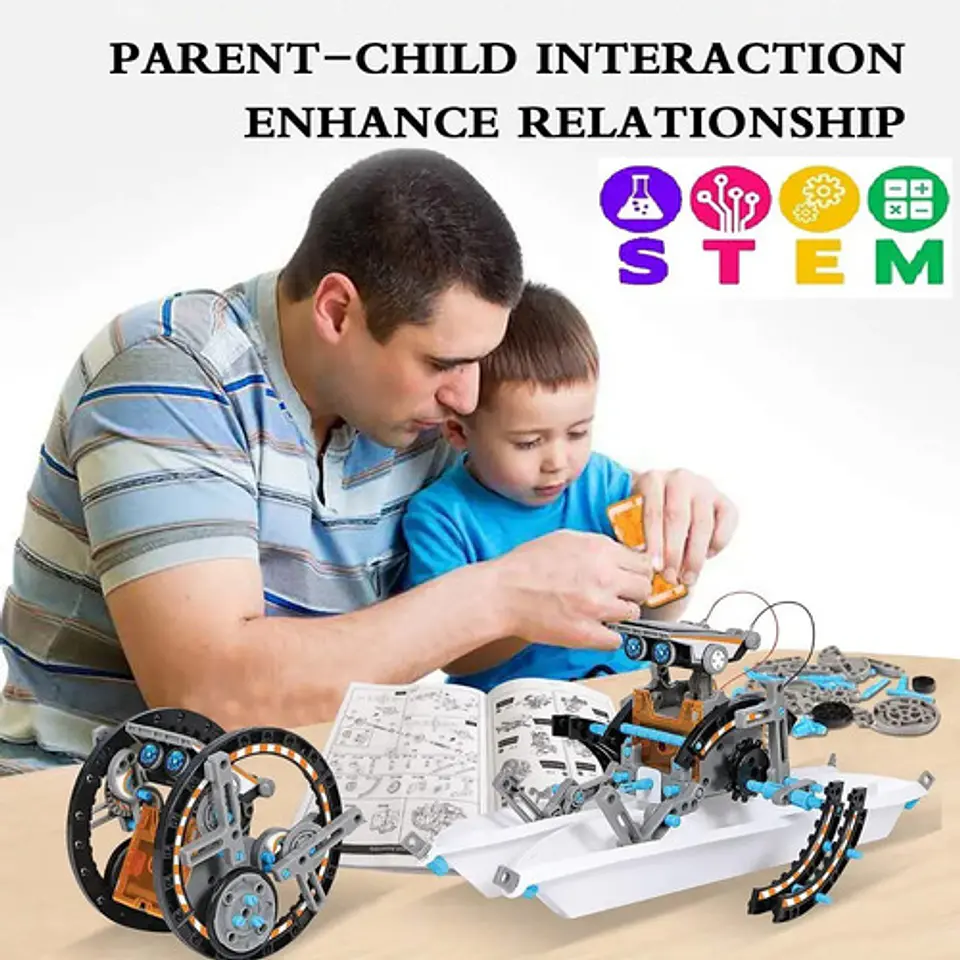 Robot Juguete Educativo Kit Solar 12 En 1 Robotica Stem Arma Color Blanco Personaje Robot Blanco 12 En 1 3