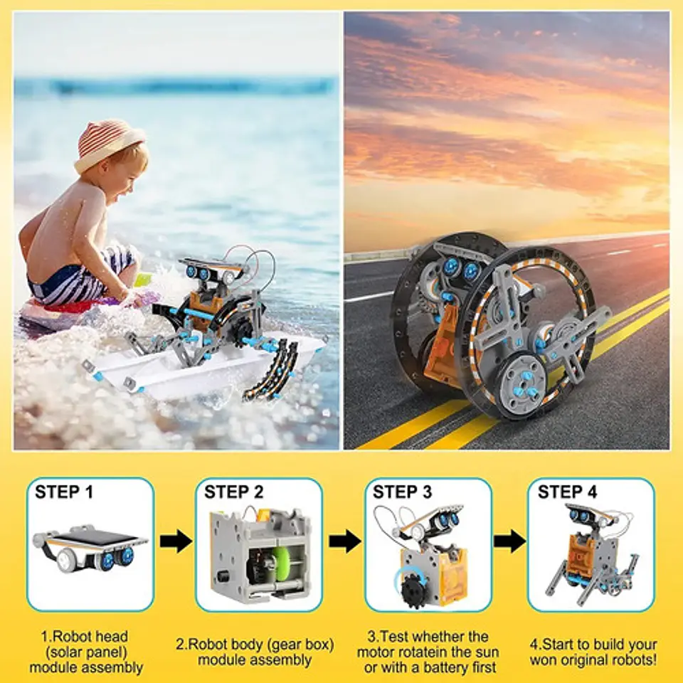 Robot Juguete Educativo Kit Solar 12 En 1 Robotica Stem Arma Color Blanco Personaje Robot Blanco 12 En 1 4