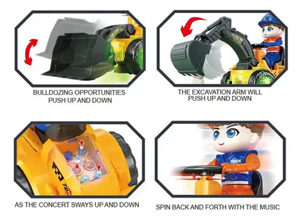 Excavadora Juguete Niños Luces Sonido Camion Carro 2
