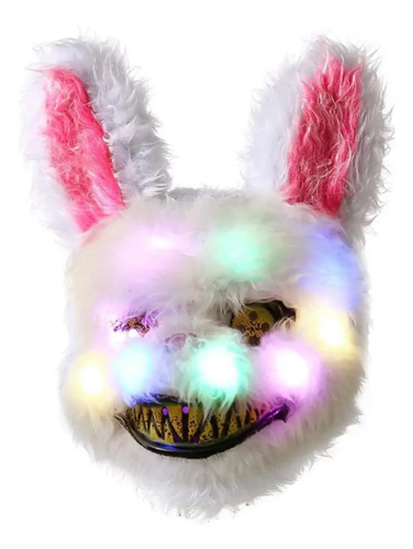 Máscara Conejo Asesino Led Halloween Macro Slipknot Mitad Rostro Blanco 2