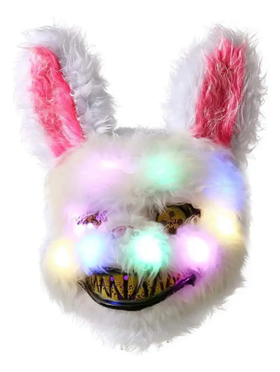 Máscara Conejo Asesino Led Halloween Macro Slipknot Mitad Rostro Blanco 2