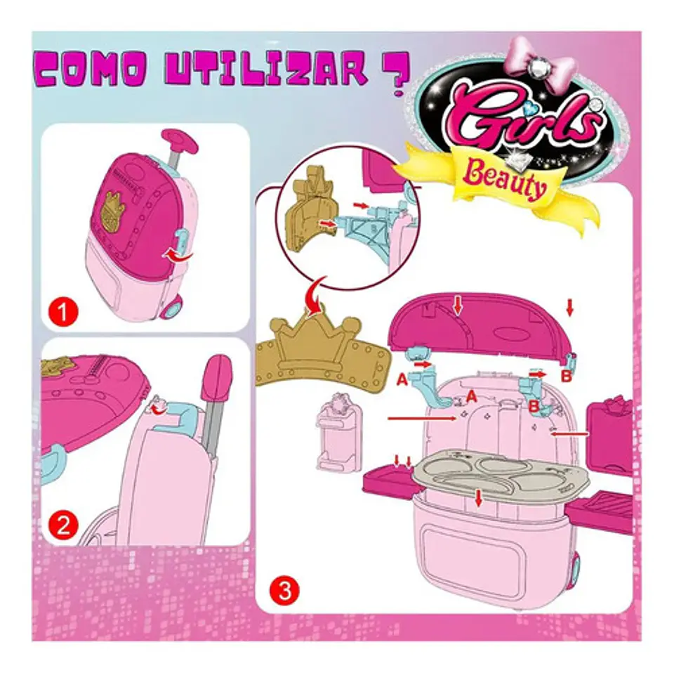 Valija De Juguete Con Maquillaje Y Secador Para Niñas 5