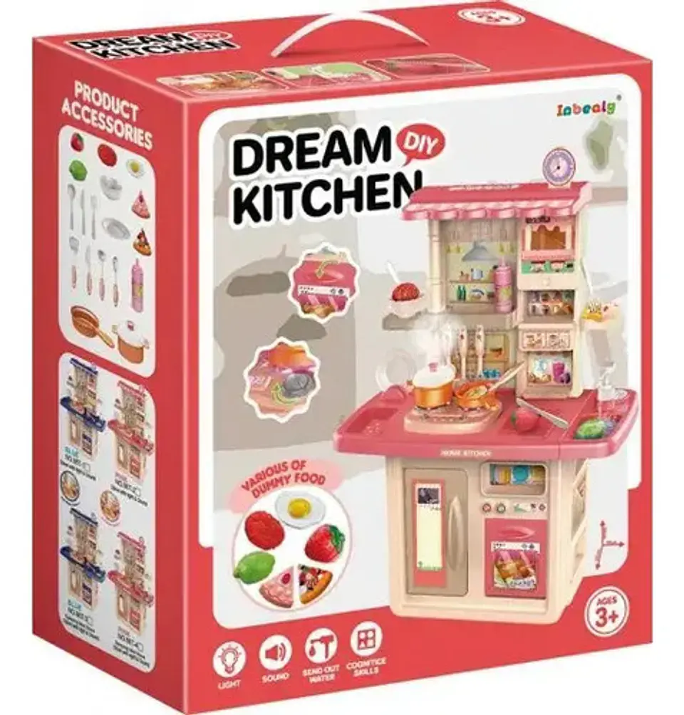 Cocina Juguete Rosa Plástico Diy Modelo 70t2 Con Luz Sonido Horno 2