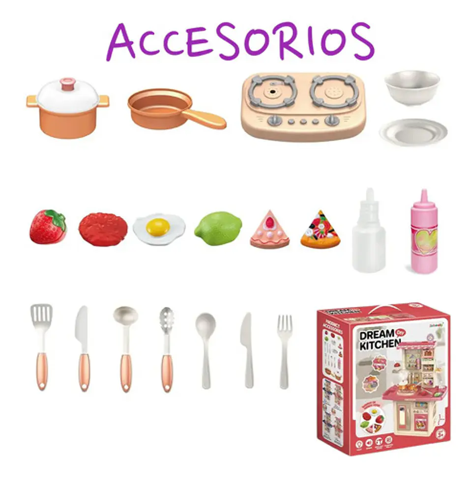 Cocina Juguete Rosa Plástico Diy Modelo 70t2 Con Luz Sonido Horno 5
