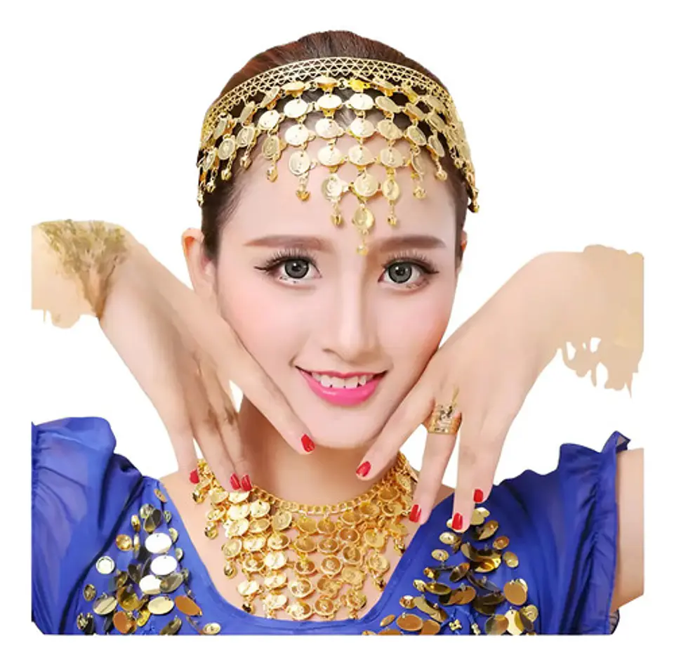Accesorios Diadema Aretes Cinturon Collar  Danza Del Vientre Disfraz Arabe 1