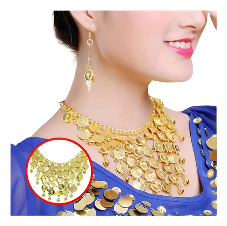 Accesorios Diadema Aretes Cinturon Collar  Danza Del Vientre Disfraz Arabe 2