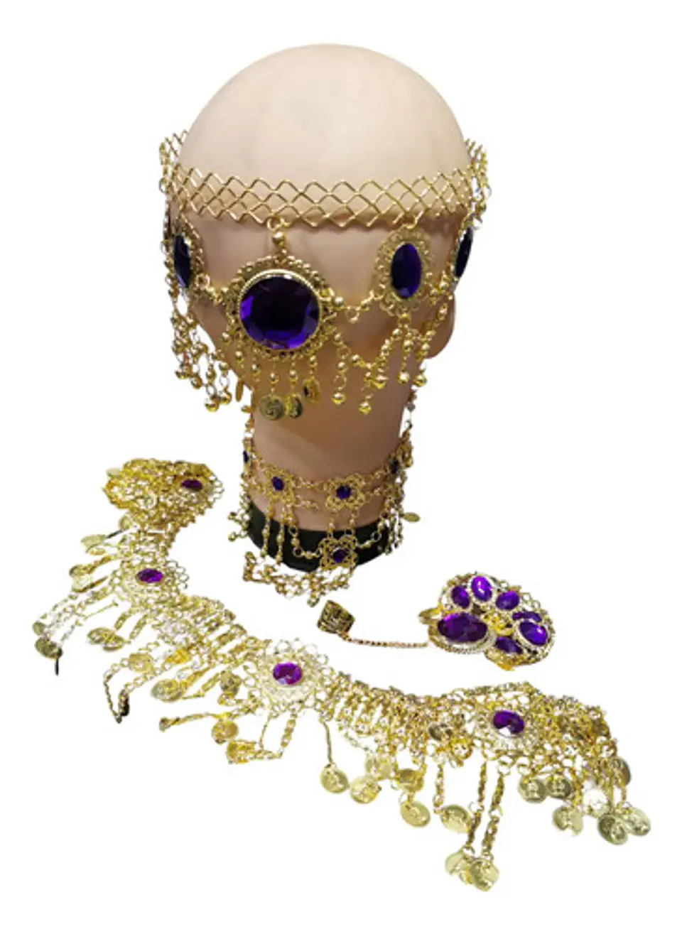 Accesorios Diadema Aretes Cinturon Collar  Danza Del Vientre Disfraz Arabe 8