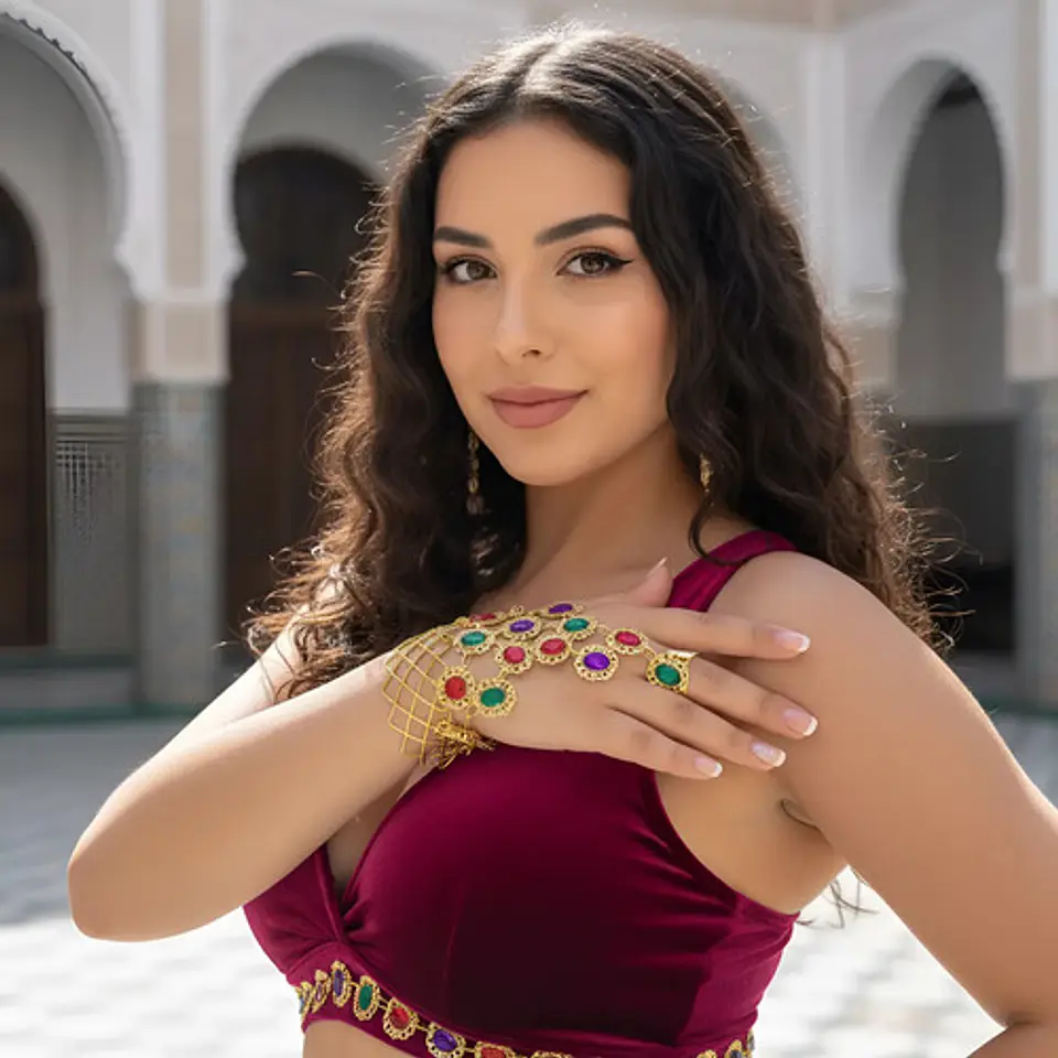Accesorios Diadema Aretes Cinturon Collar  Danza Del Vientre Disfraz Arabe 17