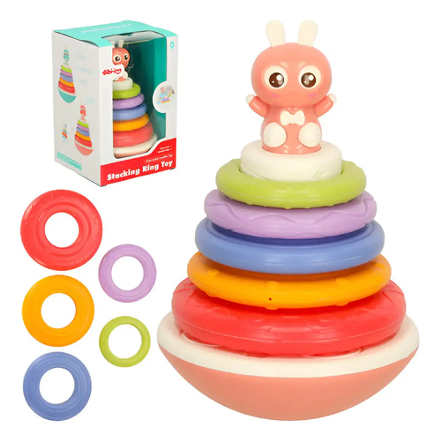 Juguete Apilable Bibi-irn Conejo Rosa Plástico Para Bebés 0-6 Meses 1