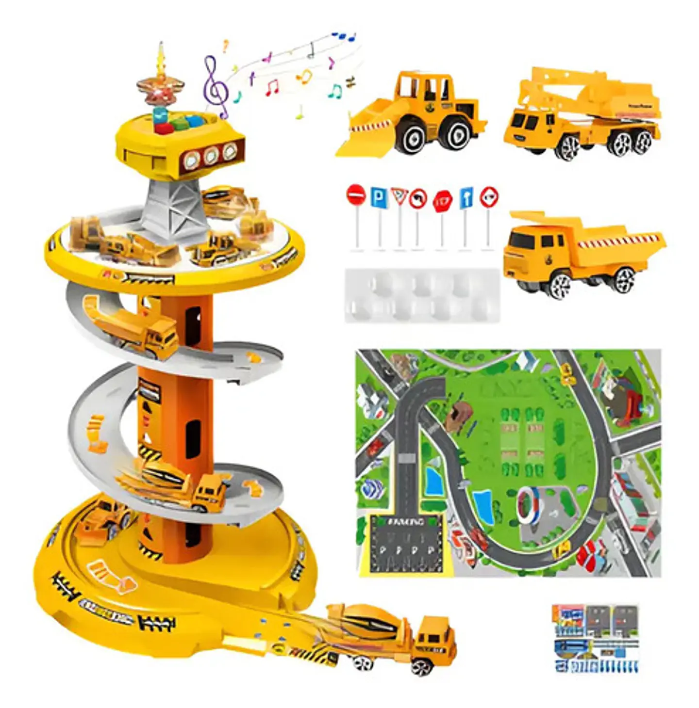 Pista Parqueadero De Juguete Six Six Zero 4 Niveles Con Luz Y Sonido Amarilla Amarillo 2