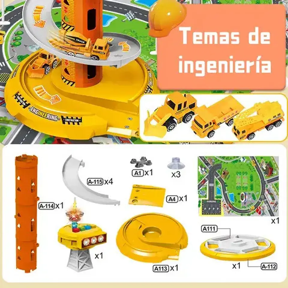 Pista Parqueadero De Juguete Six Six Zero 4 Niveles Con Luz Y Sonido Amarilla Amarillo 5