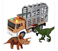 Camión Jaula Dinosaurio Carro Juguete Didáctico Luces Sonido Color Chocolate Personaje Dinosaurios - Miniatura 2