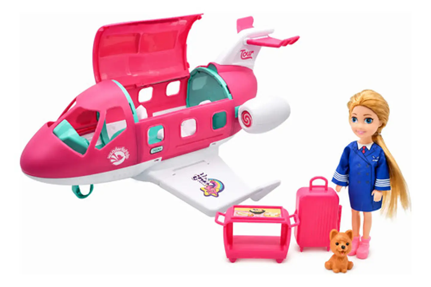 Juego De Avion Azafata Niñas Accesorios Rosa 1
