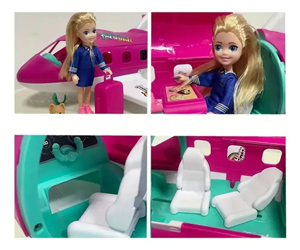 Juego De Avion Azafata Niñas Accesorios Rosa 4